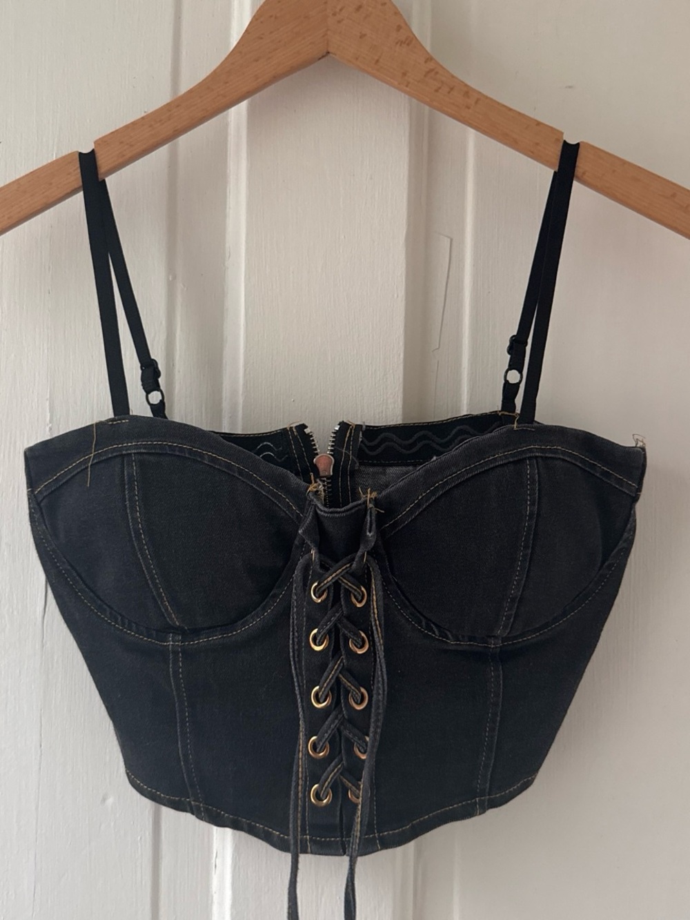 Black Lace-Up Corset Bustier Top